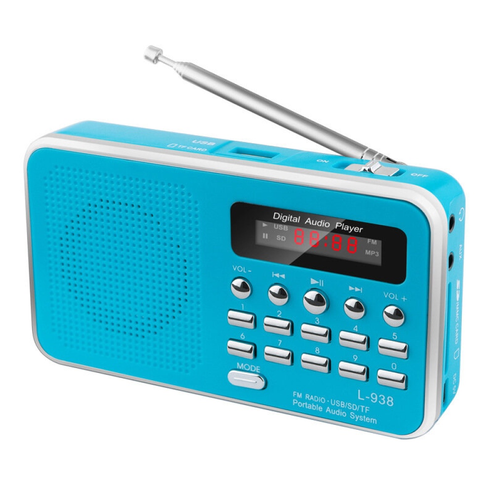 5V Rechargeable Portable LCD Digital FM Radio USB SD TF Mp3 Speaker Music Player - Red - Image 2