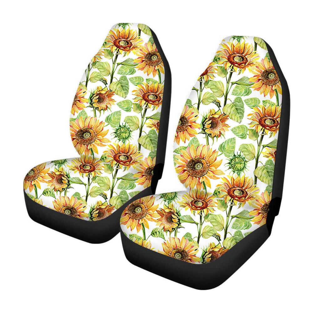 1/2Pcs Universal Car Front Row Seat Cover Seat Mat Flower Printed Protector - 5 - Image 2