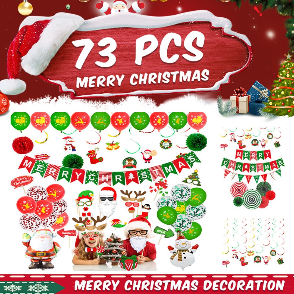 New Year Christmas Balloons Christmas Flags Christmas Letter Banner Santa Claus Spiral Photograph Props - Santa snowman - Image 2