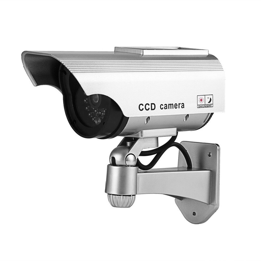 Bakeey Simulation Dummy Camera Outdoor Indoor Waterproof Security CCTV Solar Energy Simulate Cameras with LED Light - Ordinary Silver