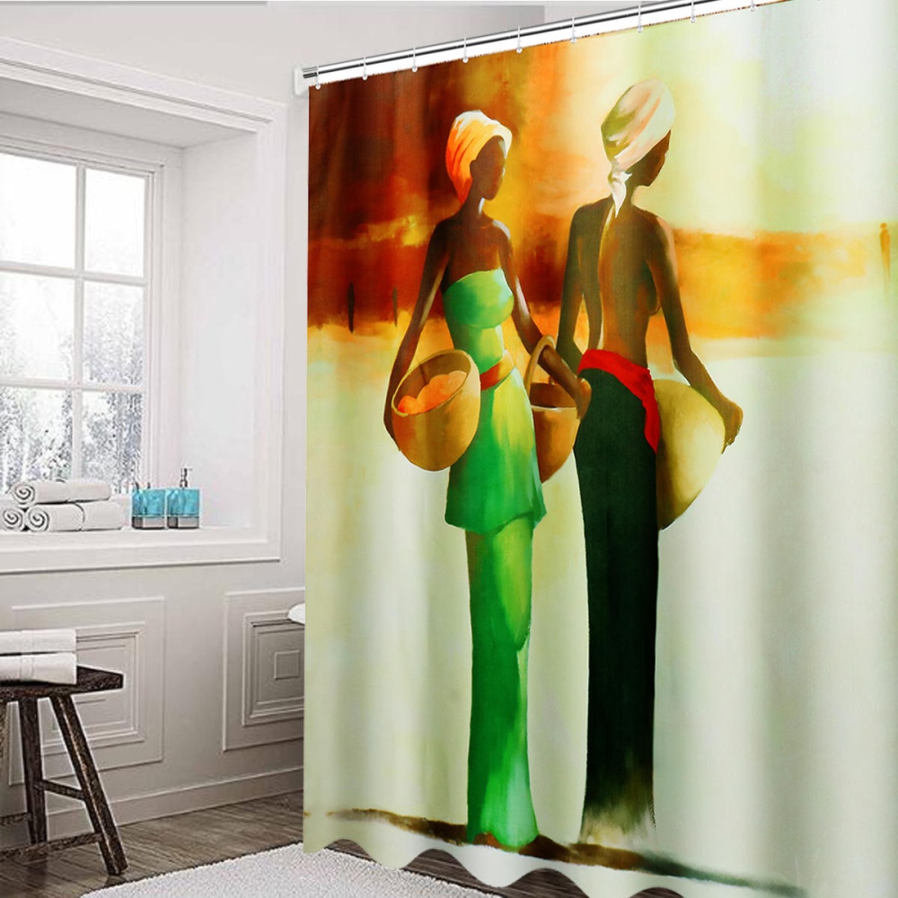 3D Bathroom Shower Curtain African Woman Shower Curtain Black Girl Bathroom Waterproof Polyester Fabric for Bathtub Decor 12 Hooks - Image 2