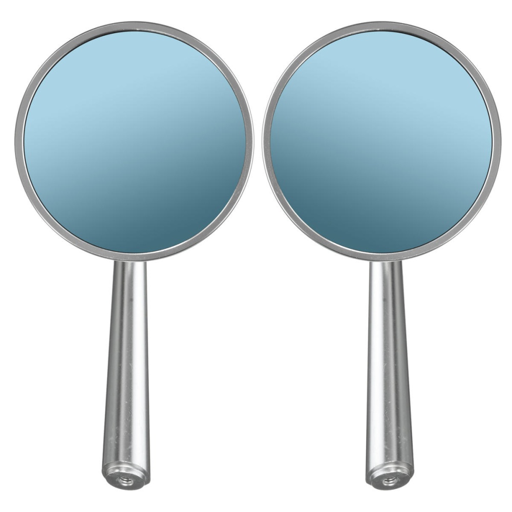 CNC Aluminum Round Motorcycle Rear View Mirror For Cruiser Chopper 8mm 10mm - Silver - Image 2