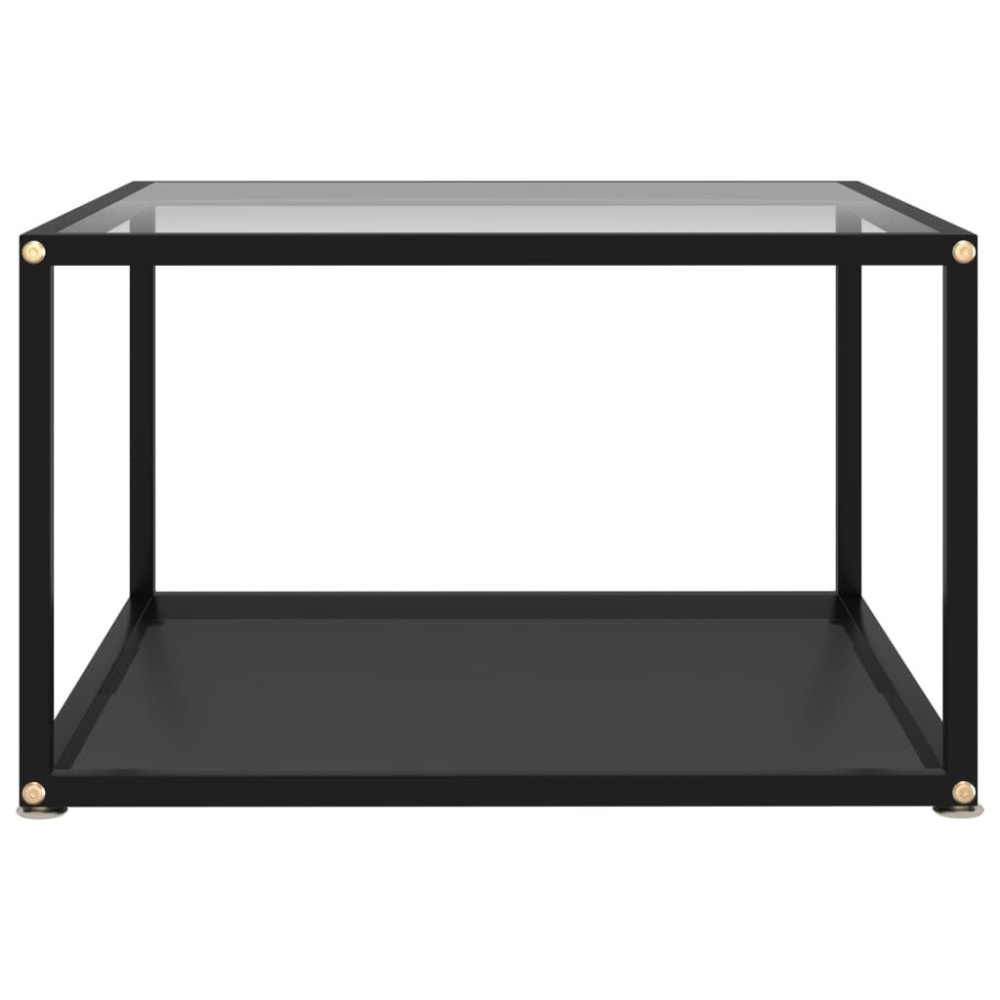 Tea Table Transparent and Black 23.6"x23.6"x13.8" Tempered Glass - Image 2