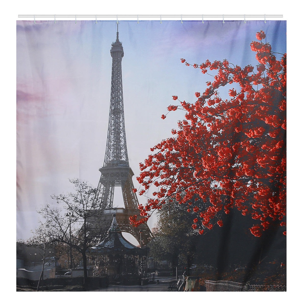 180X180CM Eiffel Tower Waterproof Polyester Shower Curtain Bathroom Bathe Cloth - Image 2