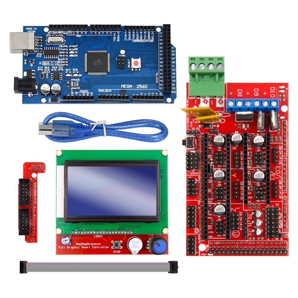 Rampas 1.4 Controller + Mega2560 R3 + 12864 Display with Limit Switch & A4988 Stepper Motor Driver DIY Kit for CNC 3D Printer - Image 2