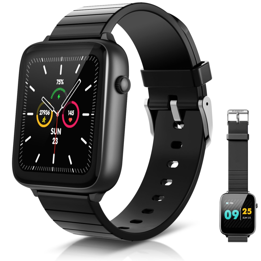 ELEGIANT C420 1.54 inch Full Touch Screen Heart Rate Monitor IP68 Waterproof 24 Sports Modes 30 Days Long Standby Smart Watch - Black - Image 2