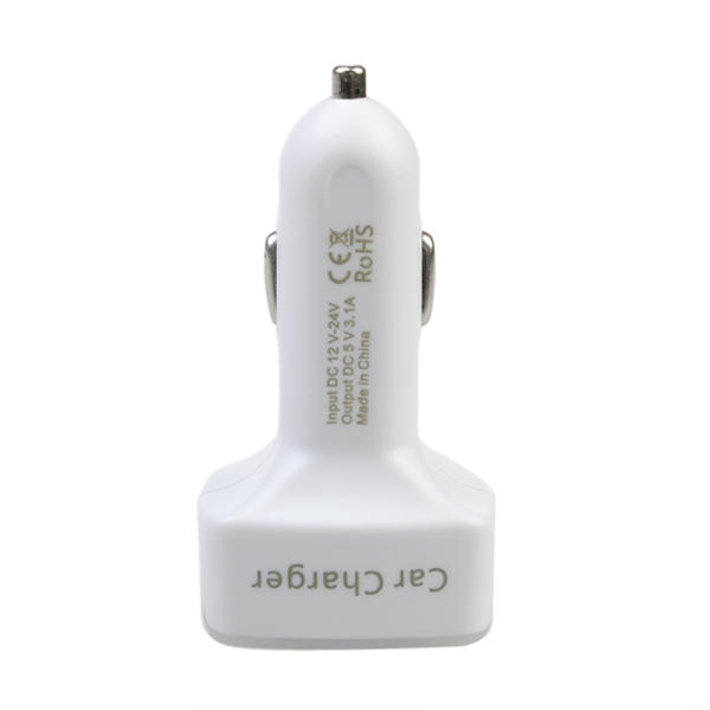 4 In 1 Car Charger Vehicle Voltage Ammeter With Double 3.1A USB Output - White - Image 2