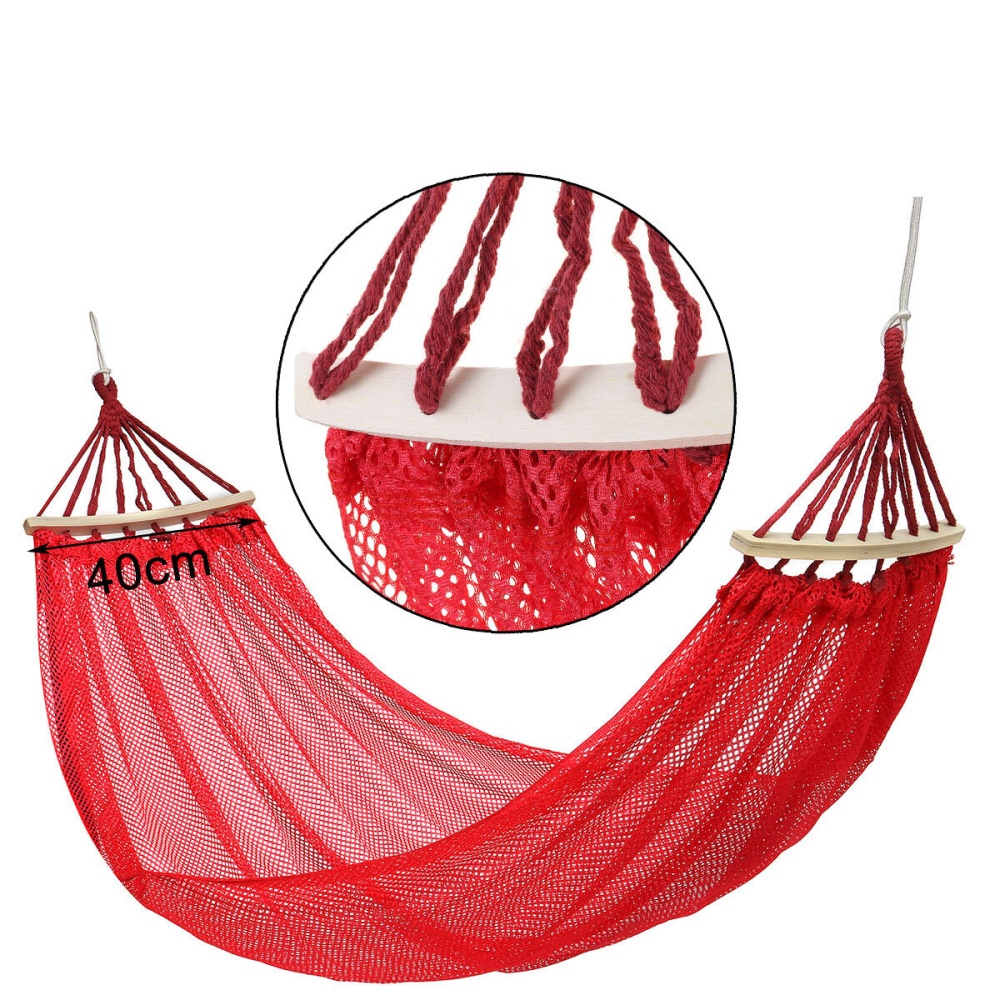 Portable Hammocks Single People Leisure Sleeping Hamaca Hanging Bed Camping Travel - Red 1 - Image 2