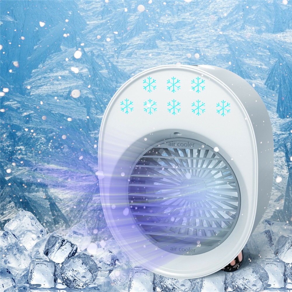 Portable Mini Air Conditioner With Rgb Lights Desk Fan Low Noise Usb Power Supply Cooler Humidifier Purifier pink - Image 3