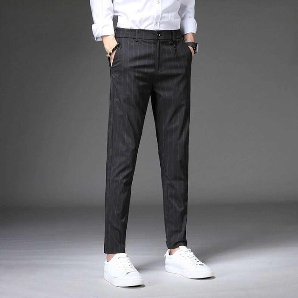 Season New Casual Pants Men's Self-cultivation Youth Men's Pants Thin Section Elastic Stretch Men's Trend Trousers 1912 - 36 ZGX black