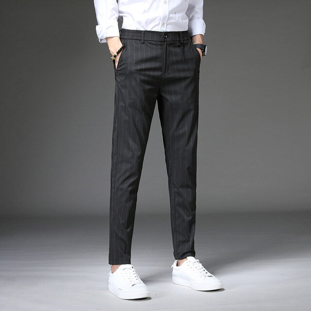 Season New Casual Pants Men's Self-cultivation Youth Men's Pants Thin Section Elastic Stretch Men's Trend Trousers 1912 - 36 ZGX black