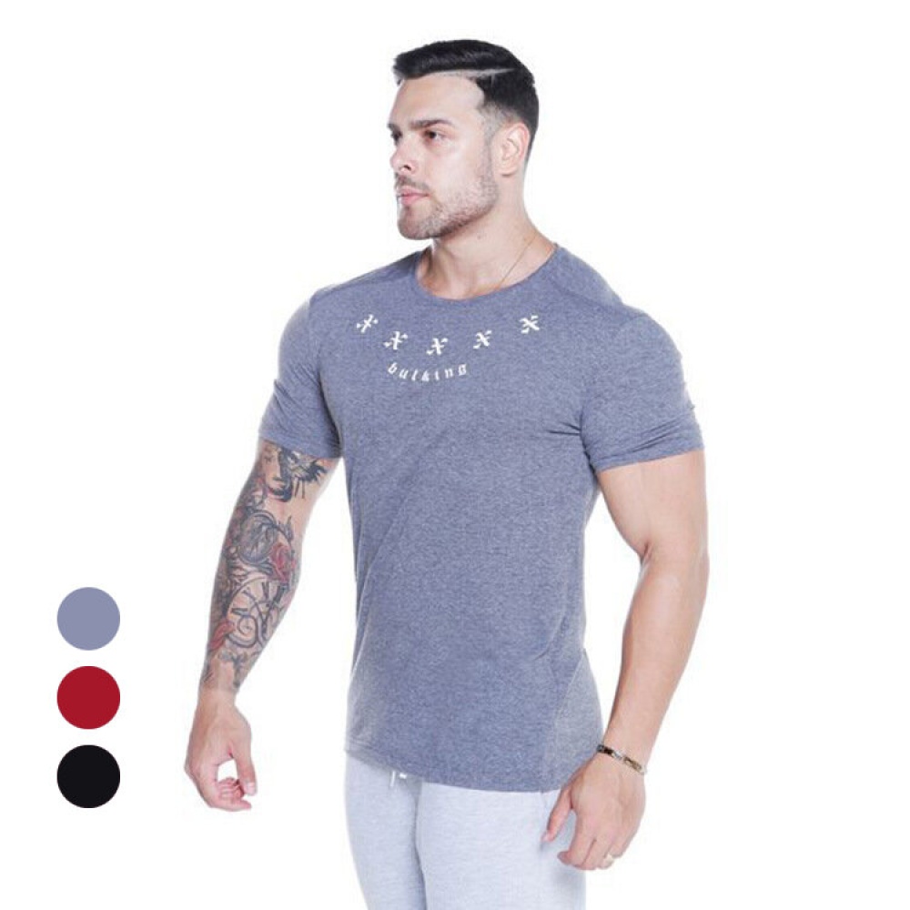 Slim Men's T-Shirts Breathable Quick Dry Soft Short Sleeve Outdoor Sports jogging Hiking - Red M