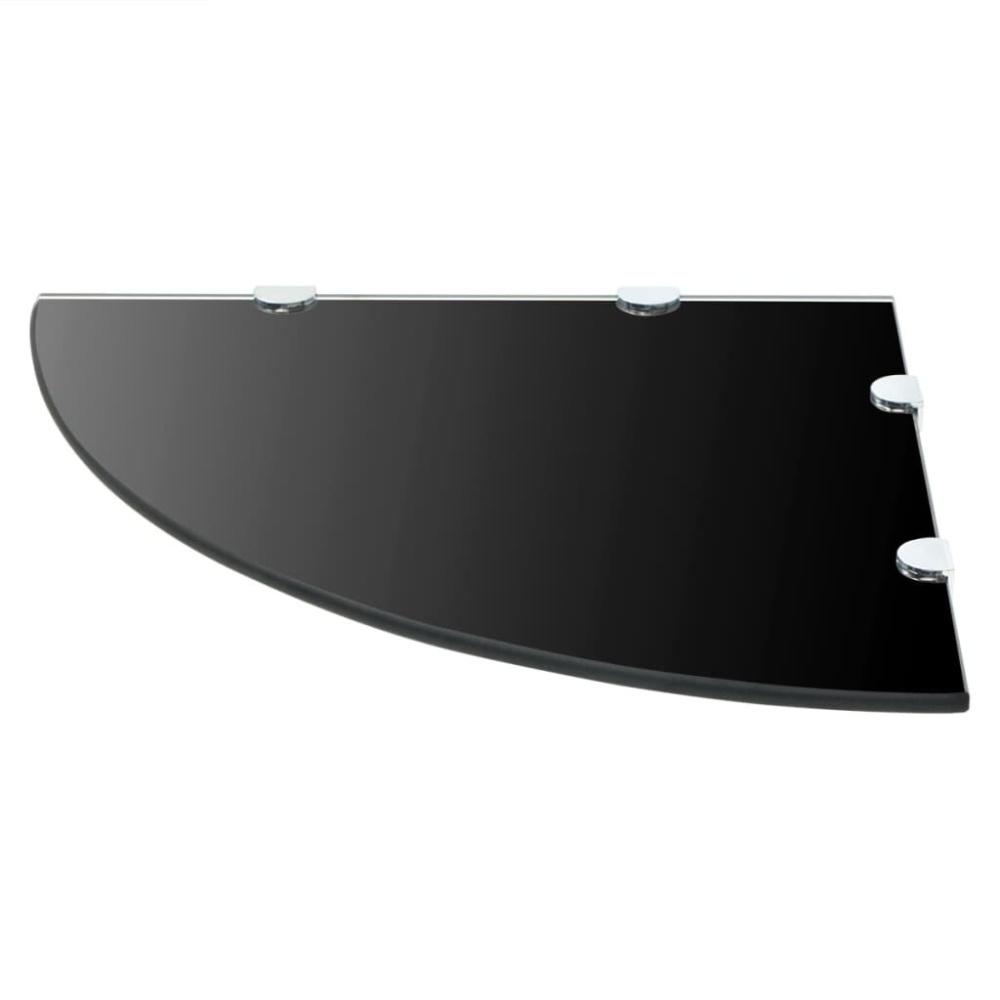 Corner Shelf with Chrome Supports Glass Black 17.7"x17.7"