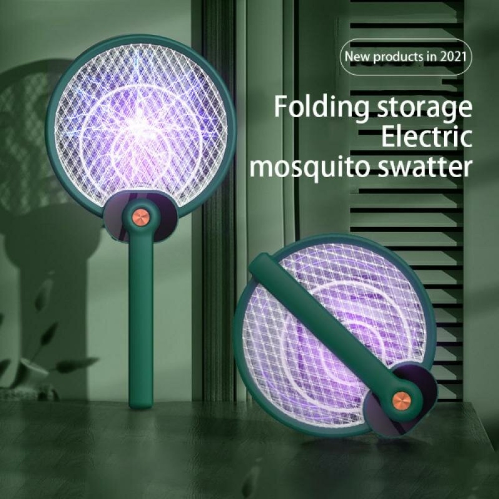 Portable Folding Electric Mosquito Swatter 1200mAh Rechargeable Home Purple Light Fly Bug Racket 3000V Handheld Mosquito Killer - Blue - Image 2