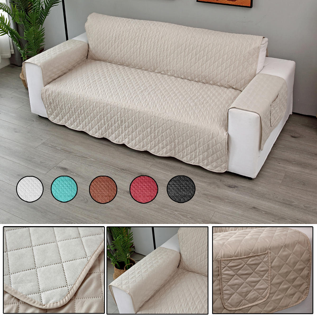Double Seats Sofa Cover Living Room Home Decoration Polyester Dust-proof Seat Covers - Green