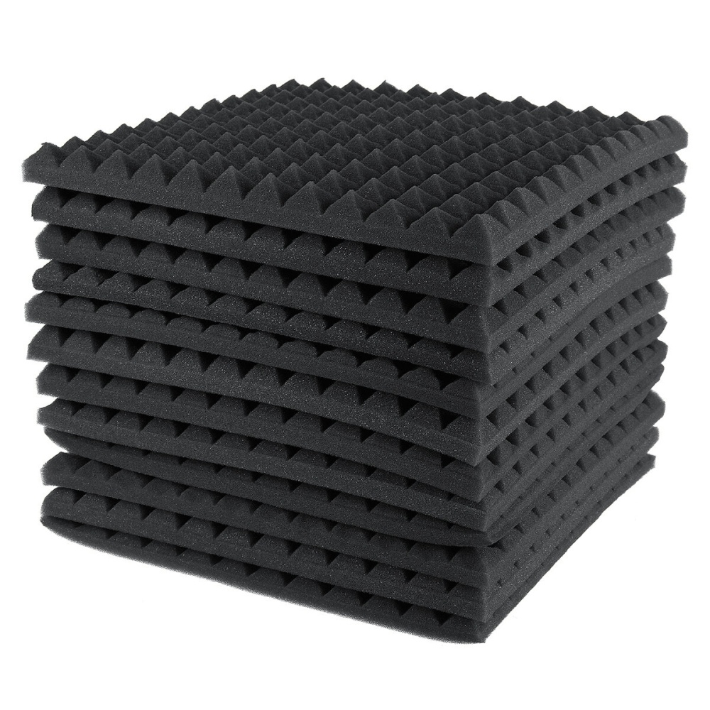 30x30x3cm 12PCS Soundproof Foams Sponge Sound Insulation Studio Wall Panel Tiles - Black - Image 2