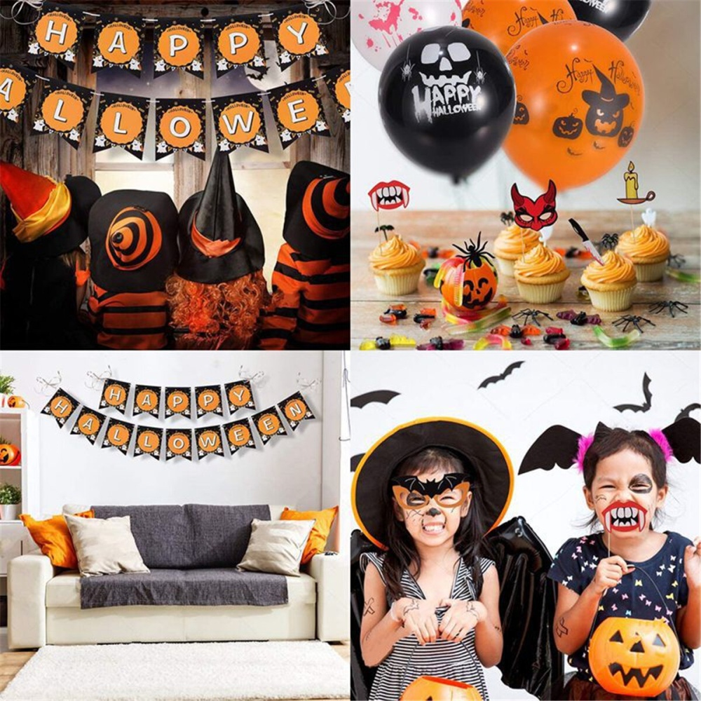 53Pcs  Party Decoration Balloons Banners Photo Booth Props Scary Selfie Card Party Decoration - Image 2