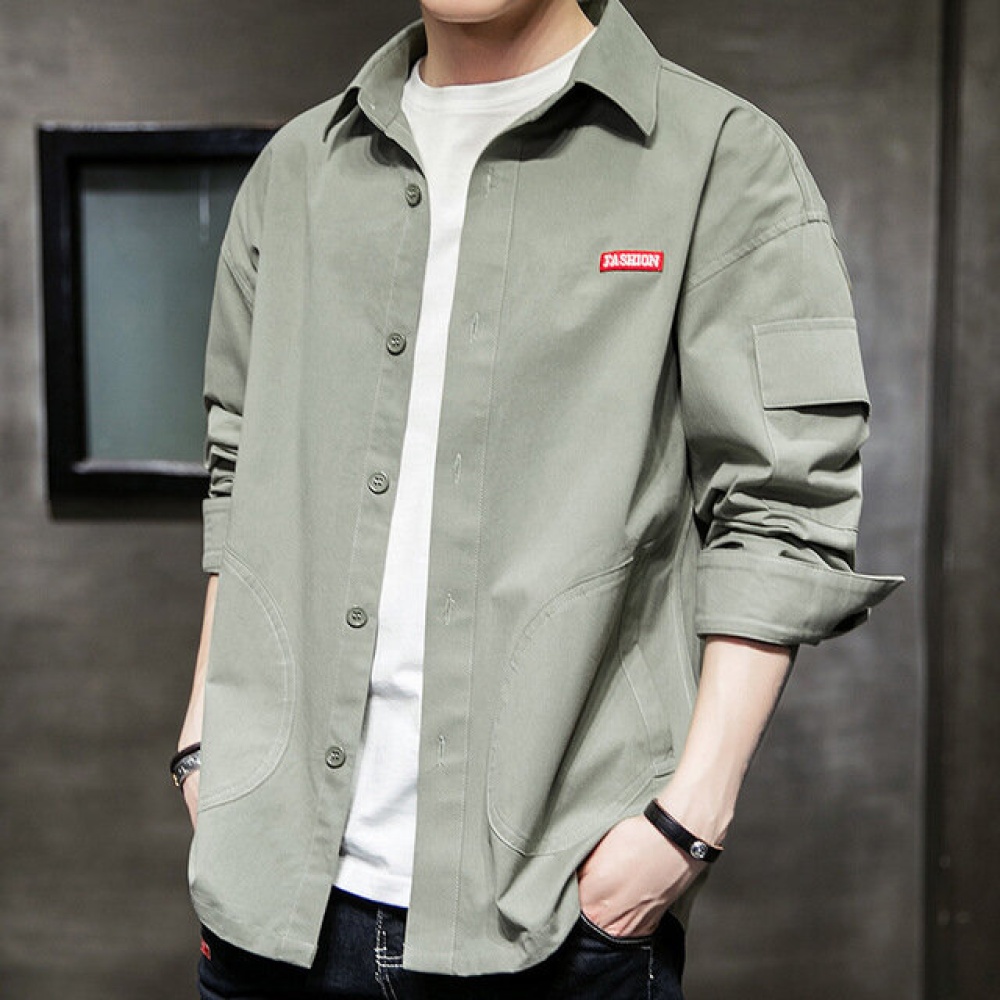 New Year Men's Men's Shirt Men's Cotton Casual Season Solid Color Slim-type Wild Harbor Men's Open - 3XL Dark Gray