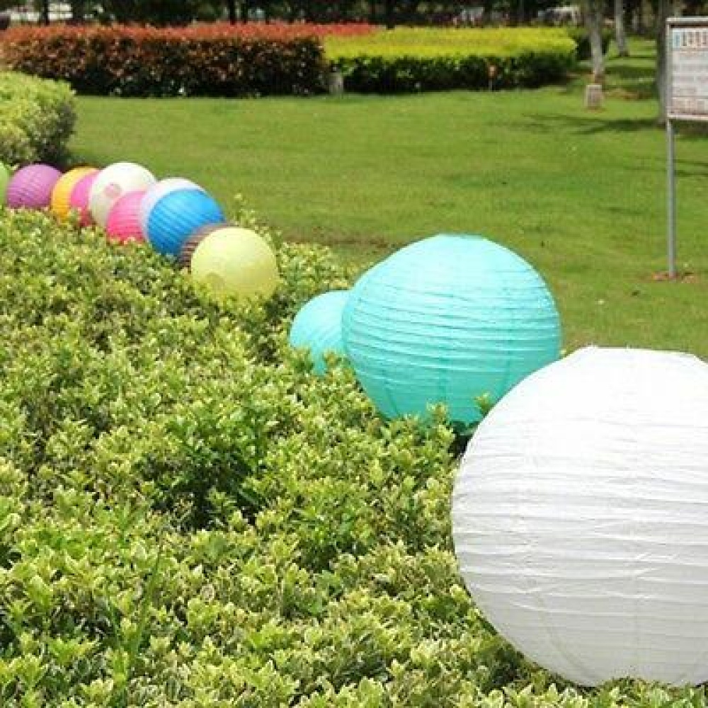 50CM 20" Round Paper Lanterns Lamp Shade Wedding Birthday Party  Decorations - Beige - Image 2