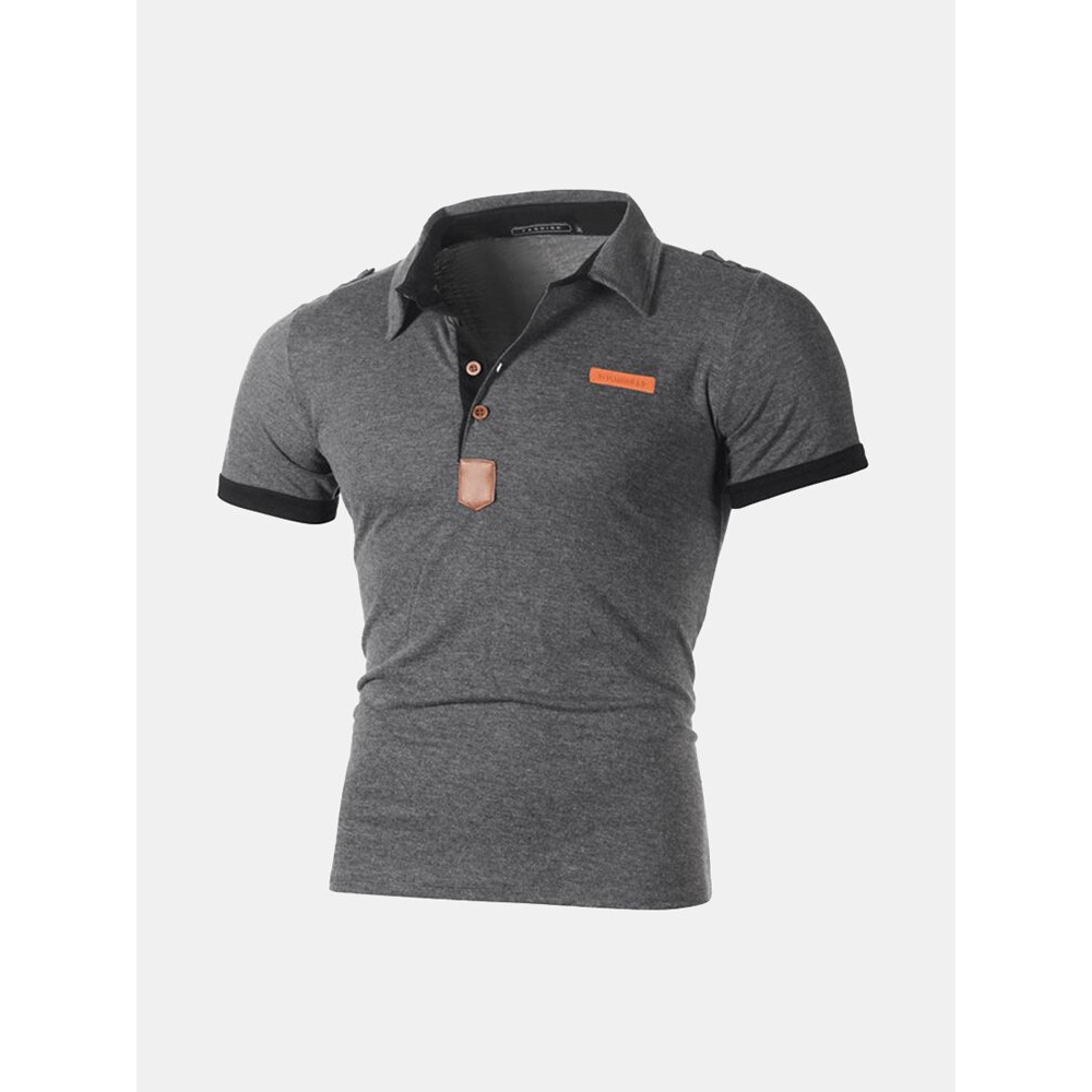 Mens Business Golf Shirt Patchwork Short Sleeve Slim Spring Summer Casual Cotton Tops - 3XL White