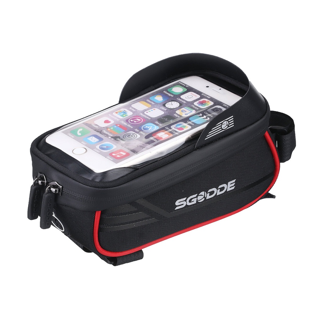 SGODDE Bike Phone Bag Bike Frame Holder Waterproof Touchable Large Capacity Bike Accessories Bag with Sun Visor for 5.5-6.5 Inch Phone - Image 2