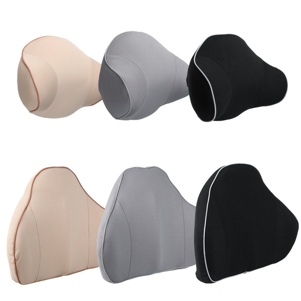 Headrest Waist Pillow Seat Back Support Cushion Memory Foam Breathable Office Home Car - 1