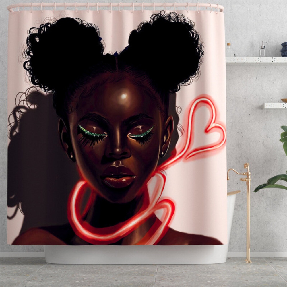 Polyester Waterproof African Girl Bathroom Shower Curtain Toilet Cover Mat Non-Slip Rug Set - 1*rug - Image 2