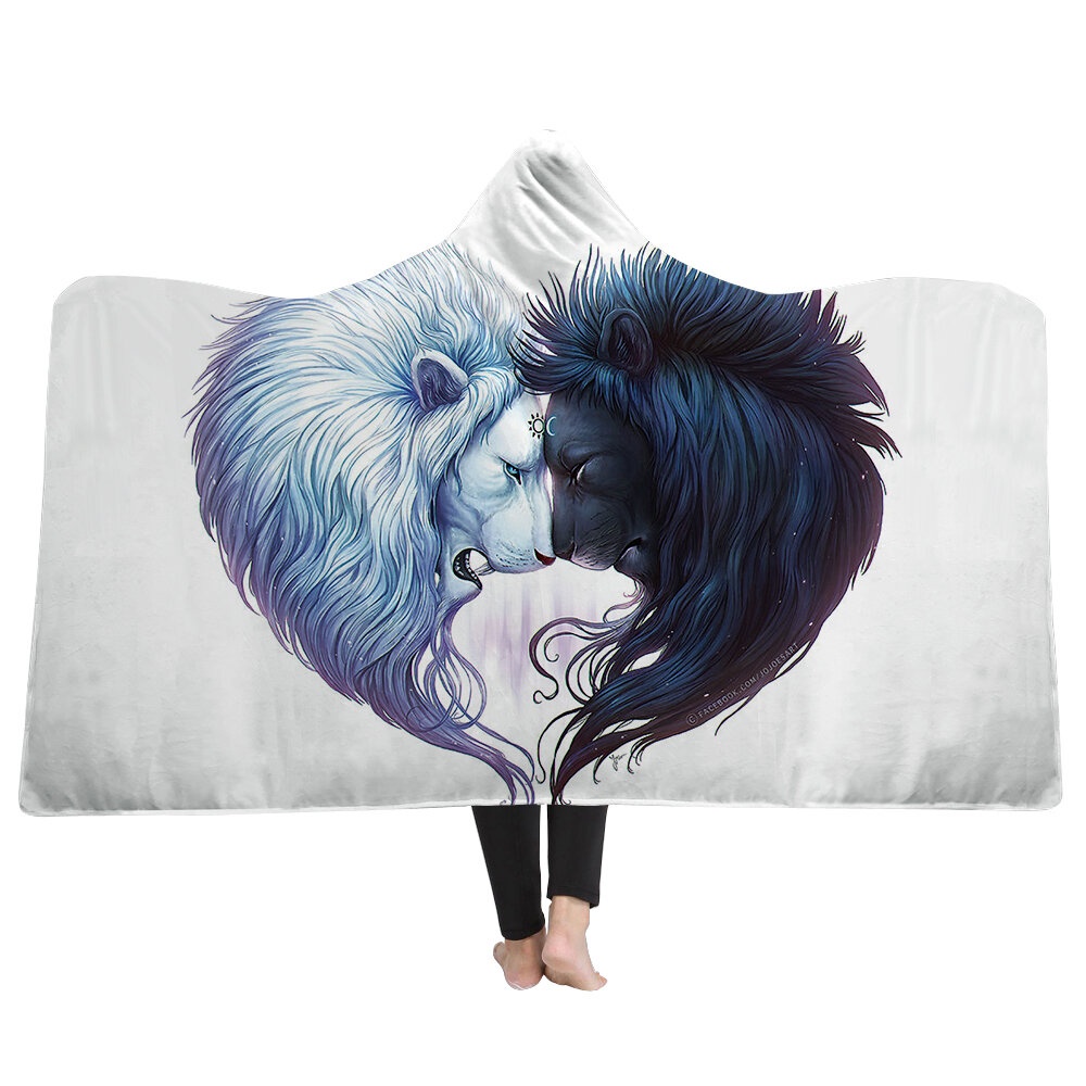 Soft Hooded Blanket Throw Winter Home Sofa Warm Plush Cloak 3D Printing Blankets Home Bedding - S 2 - Image 2