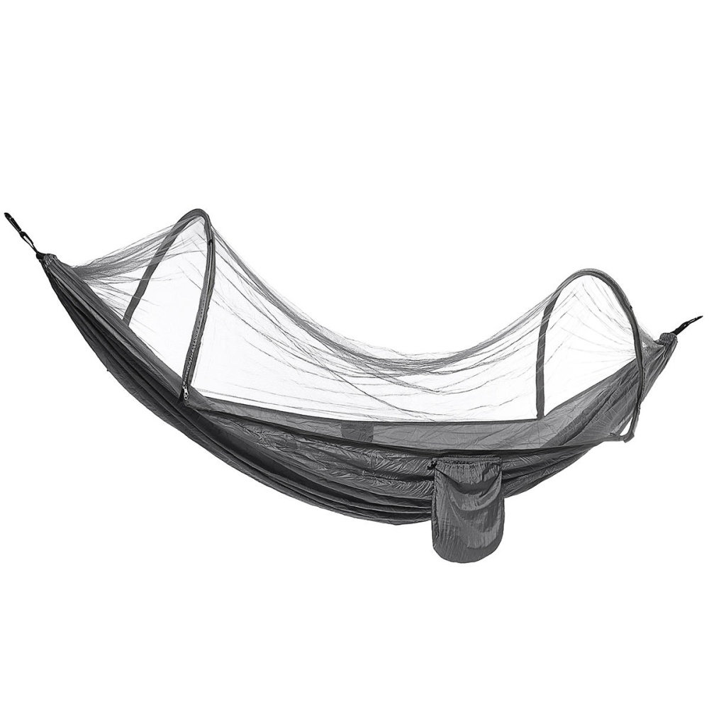 210T Nylon Hammock Ourdoor Camping Travel Hanging Bed With Mosquito Net - Green - Image 2