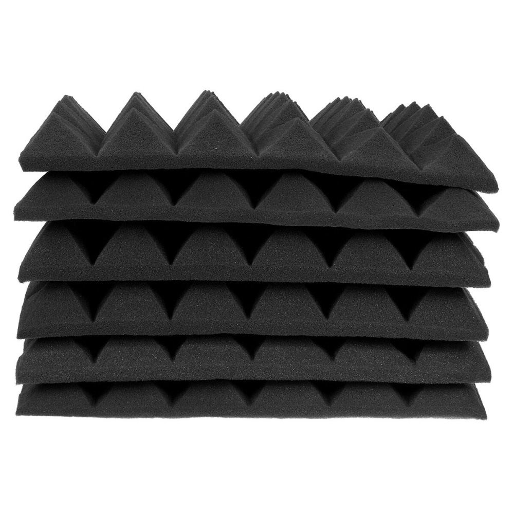 6Pcs Acoustic Panels Tiles Studio Soundproofing Insulation Closed Cell Foam - Black - Image 2