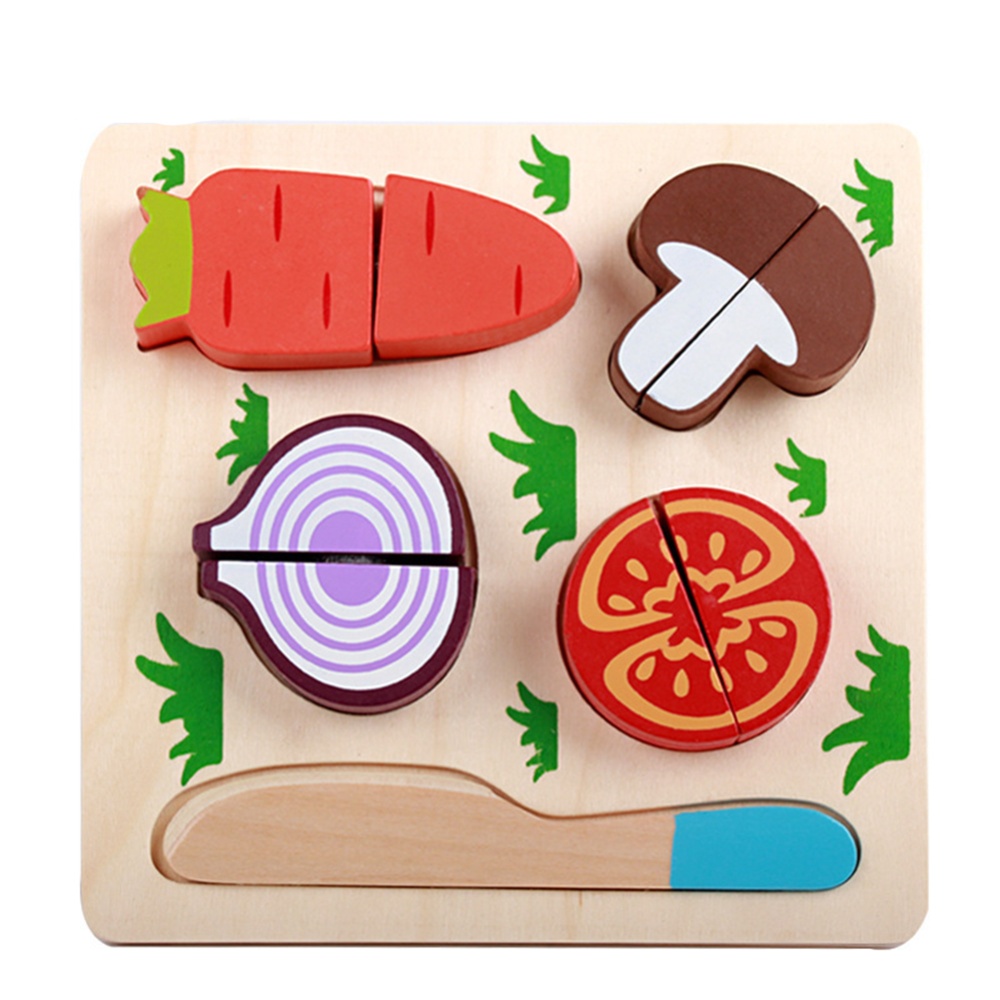 Wooden Plane Cutting Borad For Vegetables Fruits Magic Sticker Early Education 3d Puzzle Beads Play House Toy Cake - Image 2