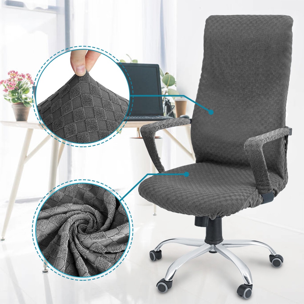 CAVEEN Elastic Office Chair Cover Universal Fabric Computer Rotating Chair Zipper Protector Stretch Armchair Seat Slipcover Home Office Furniture Dec