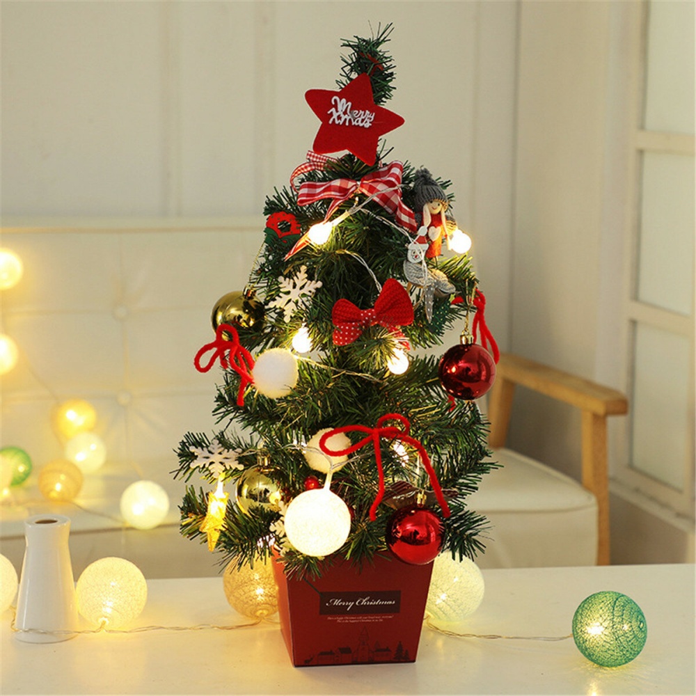 Mini  Tree Desktop With Lights 50CM Golden And Red  Tree Set - Gold - Image 2