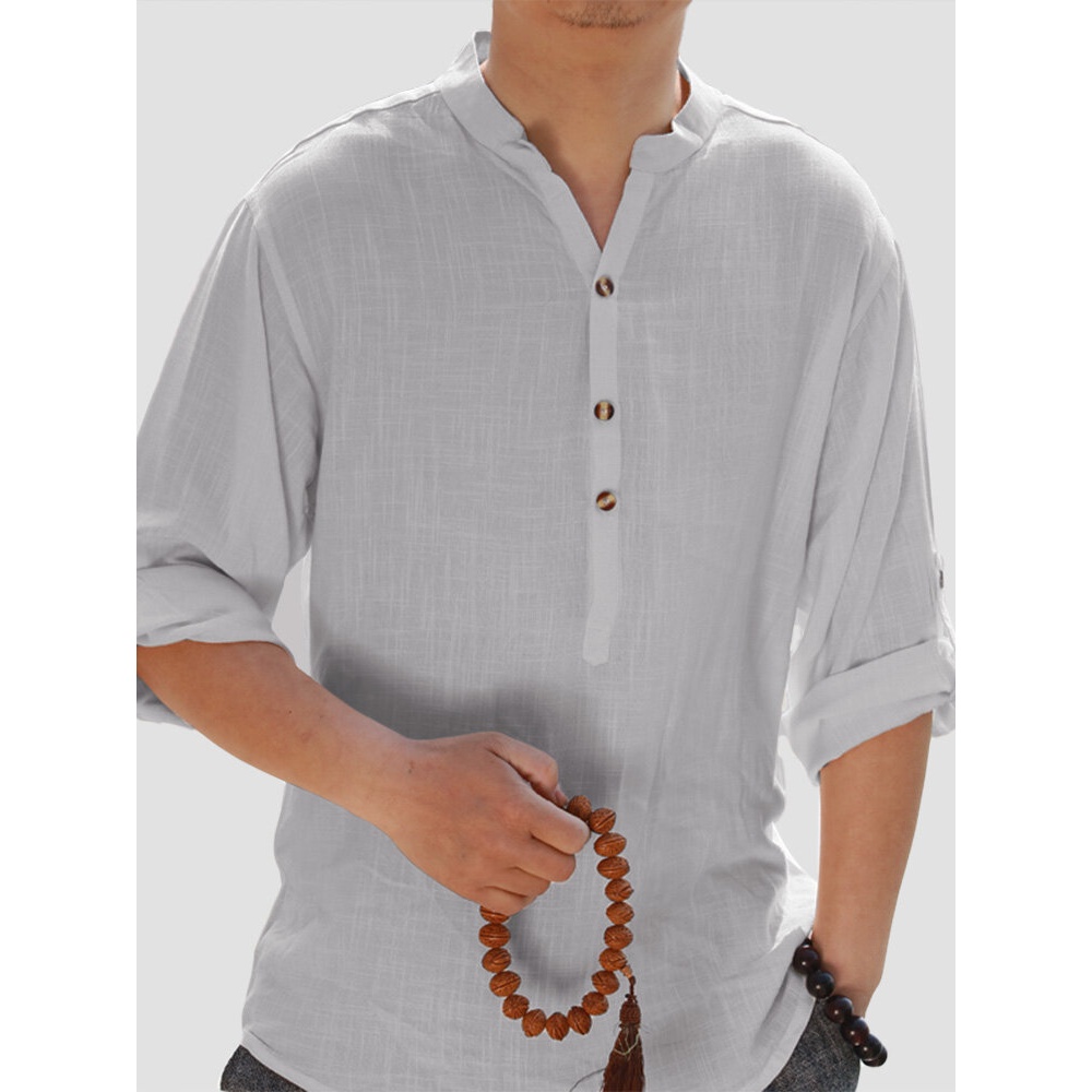 Cotton Breathable Thin Long Sleeve Casual T-shirt - 2XL Light Grey