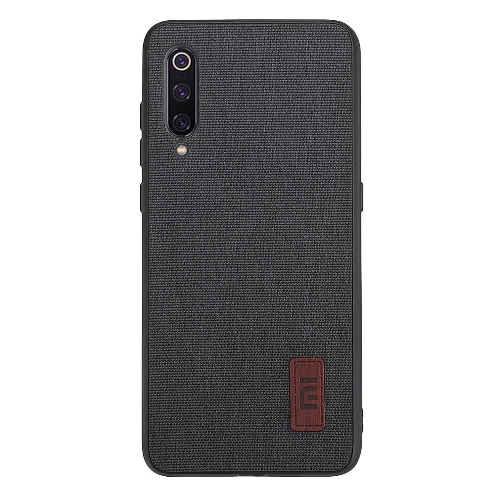 Fabric Splice Soft Edge Protective Case+Tempered Glass Screen Protector +Lens Protector For Xiaomi Mi 9 / Mi 9 Transparent Edition-Black Non-origina - Image 2