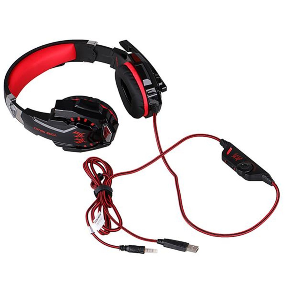 G9000 Gaming Headset 3.5mm Single Jack Stereo Wired Headphone With Led Light Microphone Black red_40350273