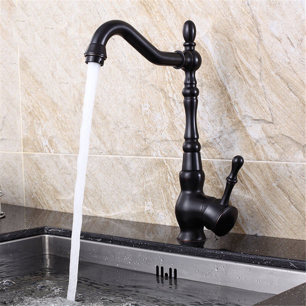 Kitchen Faucet Black Bronze Brass Antique Hot And Cold Mixer Crane Deck Mount Mixer Tap - 1/2 - Image 2