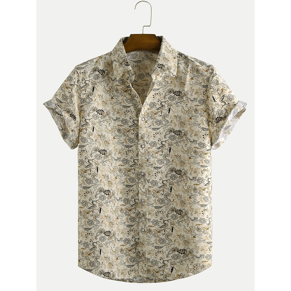 Mens Summer Slim Short Sleeve Shirts - L As Picture