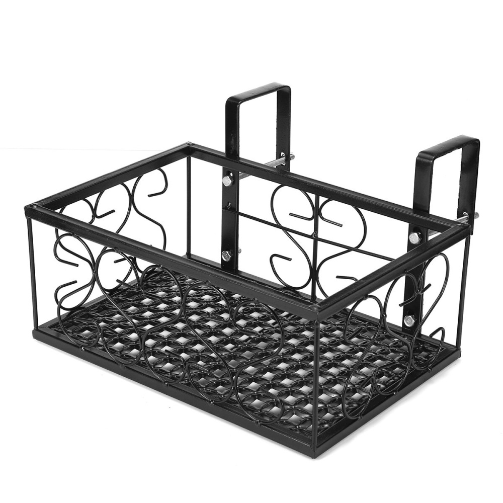 Single Layer Flower Pot Rack Balcony Corridor Railing Hanging Plant Iron Basket Hanging Rack Organizer Flower Pot for Gardening Decor - 30*20*12cm - Image 2