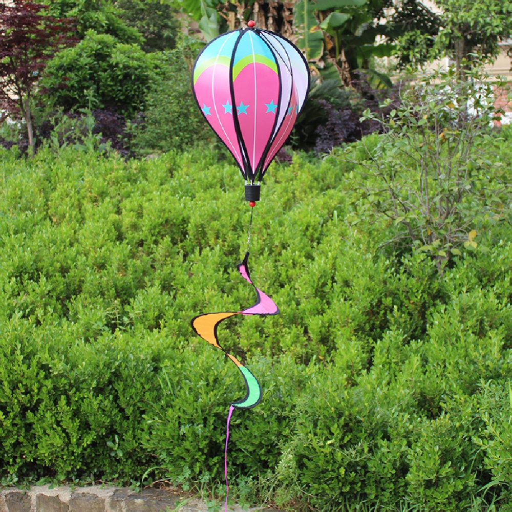 Hot Air Balloons Wind Spinner Striped Windsock Curlie Tail Colorful Kinetic Hanging Decoration Garden Yard Outdoor Toy star - Image 2