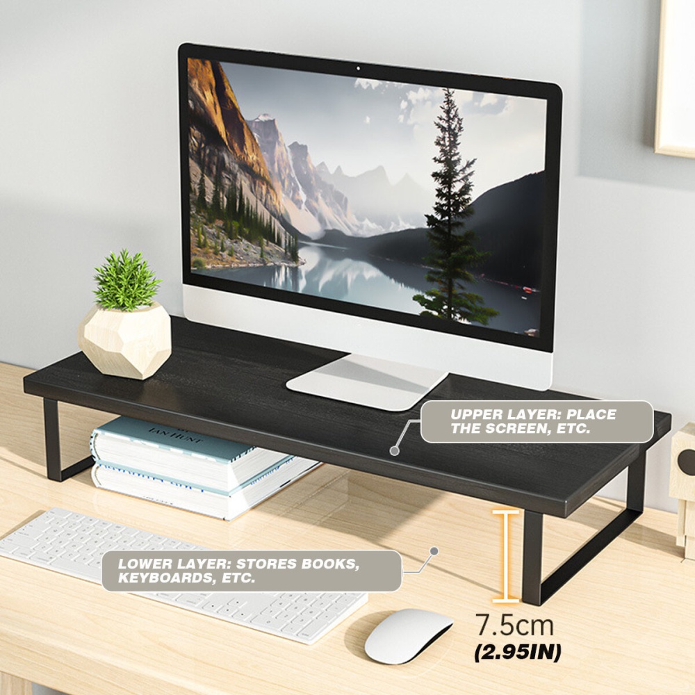 Multifunctional Mackbook Desktop Stand Macbook Monitor Riser with 2-Layer Shelves Desk Organizer - 002 - Image 2