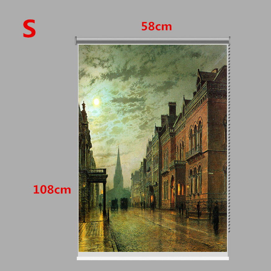PAG Roller Blind Street Scene Roller Shutters Print Painting Background Wall Decor Window Curtain - M - Image 2