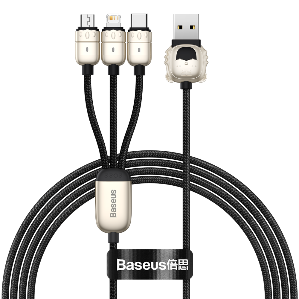 Baseus One For Three USB To USB-C/Micro USB/iP Cable 3.5A Fast Charging Data Transmission Cord Line 1.2m long For iPhone 12 Pro Max For Samsung Galax - Image 2