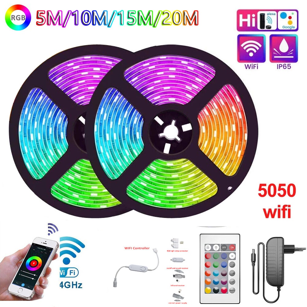 5M 5050LED Smart Graffiti APP Light Strip Set Wifi Music Light Strip 24-key Epoxy Waterproof Light Strip - EU Plug - Image 2