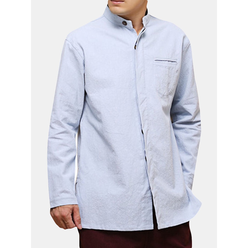 National Style Cotton Loose Casual Shirt - 2XL White