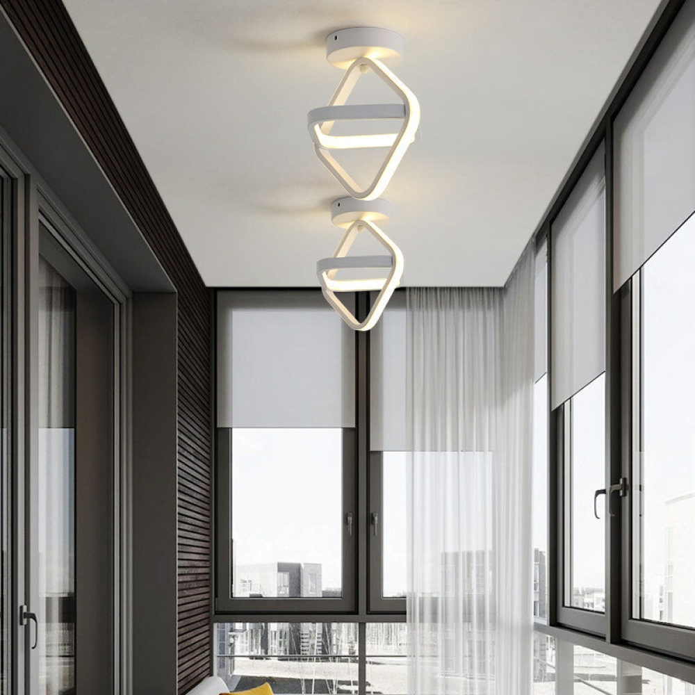 AC85-265V Modern LED Ceiling Lamp Dual Ring Chandeliers Fixture Living Room Pendant Light - A - Image 2