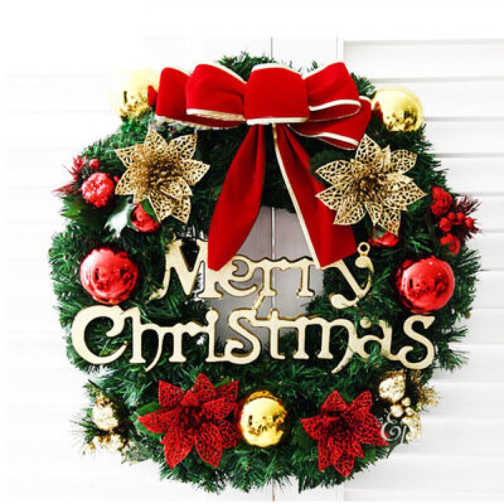 30cm  Garland Arrangement Ornament Wreath Decor Wreath Bow Bell for 2020  New Year Festival Decoration - 01 - Image 2