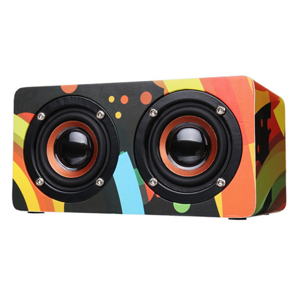 D50 Wooden Colorful Digital Amplifier bluetooth Wireless Speaker Ultra Bass Subwoofer Sound Headset - Rainbow - Image 2