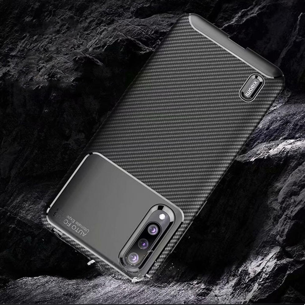 Luxury Carbon Fiber Shockproof Silicone Protective Case For Xiaomi Mi9 Mi 9 Lite / Xiaomi Mi CC9 Non-original - Black - Image 2