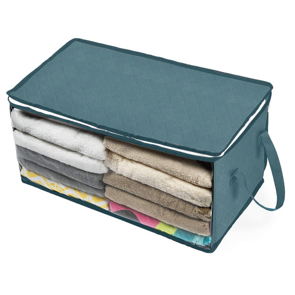 Non-Woven Storage Box Quilt Foldable Storage Bag Closet Clothing Storage Box Dust-Proof Moisture-Proof - Blue - Image 2